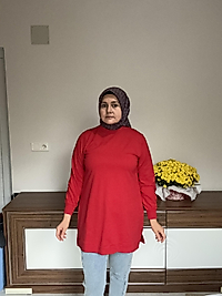 Noşe marka kırmızı renkli basic tunik