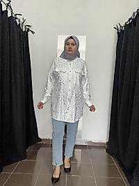 Yanları taşlı açık mavi pantolon