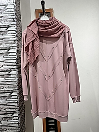 Pembe taşlı scuba tunik