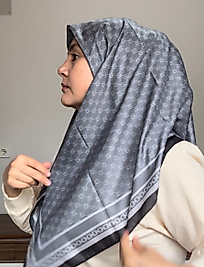 E desen gri renkli Soft eşarp