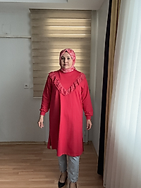 Fisto detaylı mercan tunik