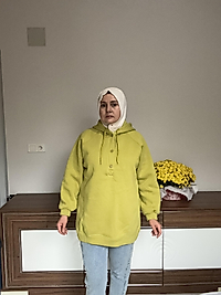 Pilide marka şardonlu yağ yeşili sweatshirt