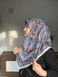 Etnik Soft gri-mavi eşarp