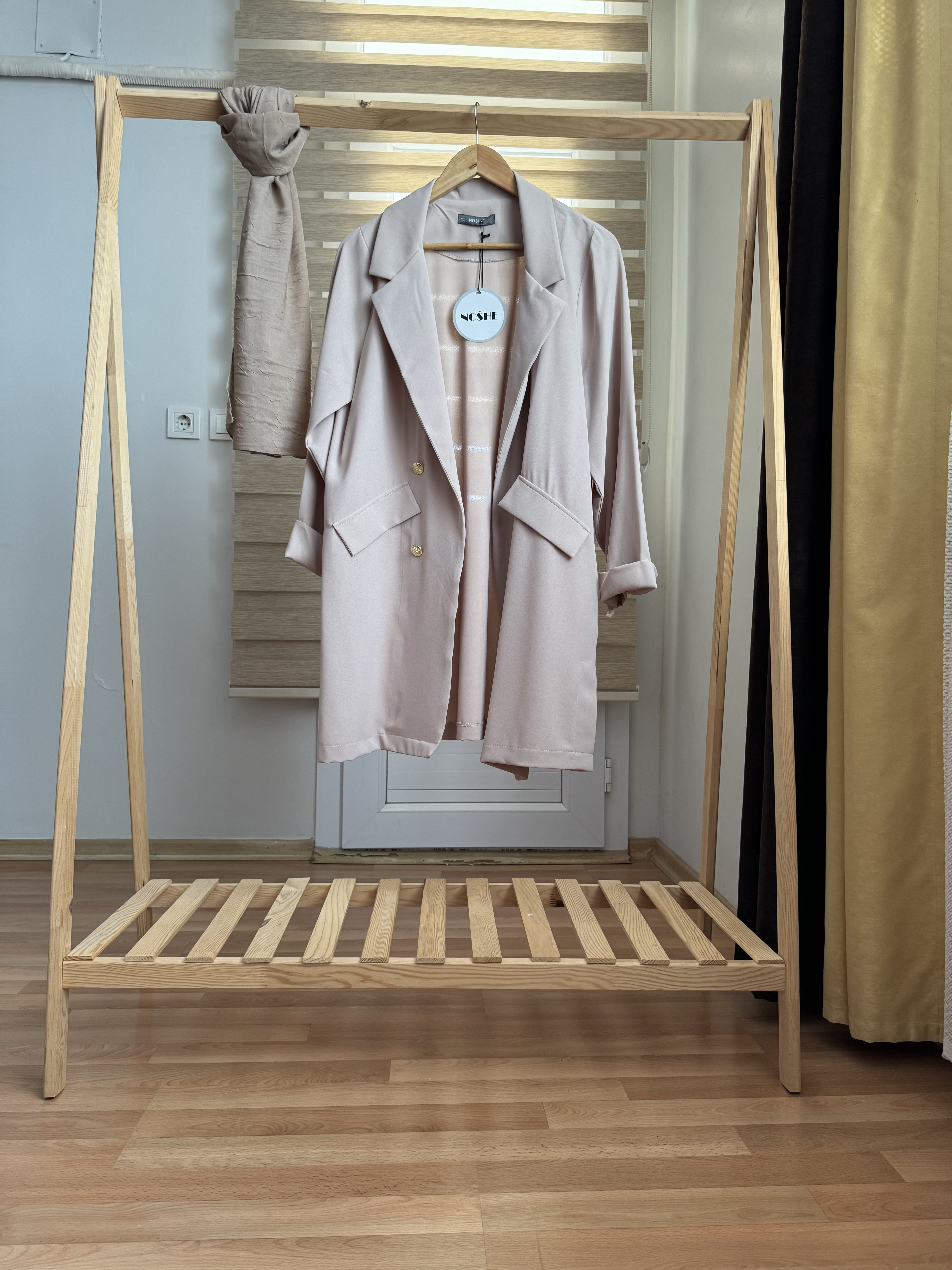 Krem rengi astarsız blazer ceket