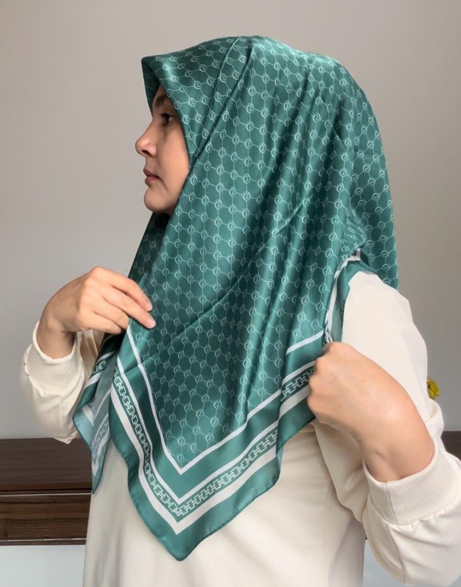 E desen yeşil soft eşarp