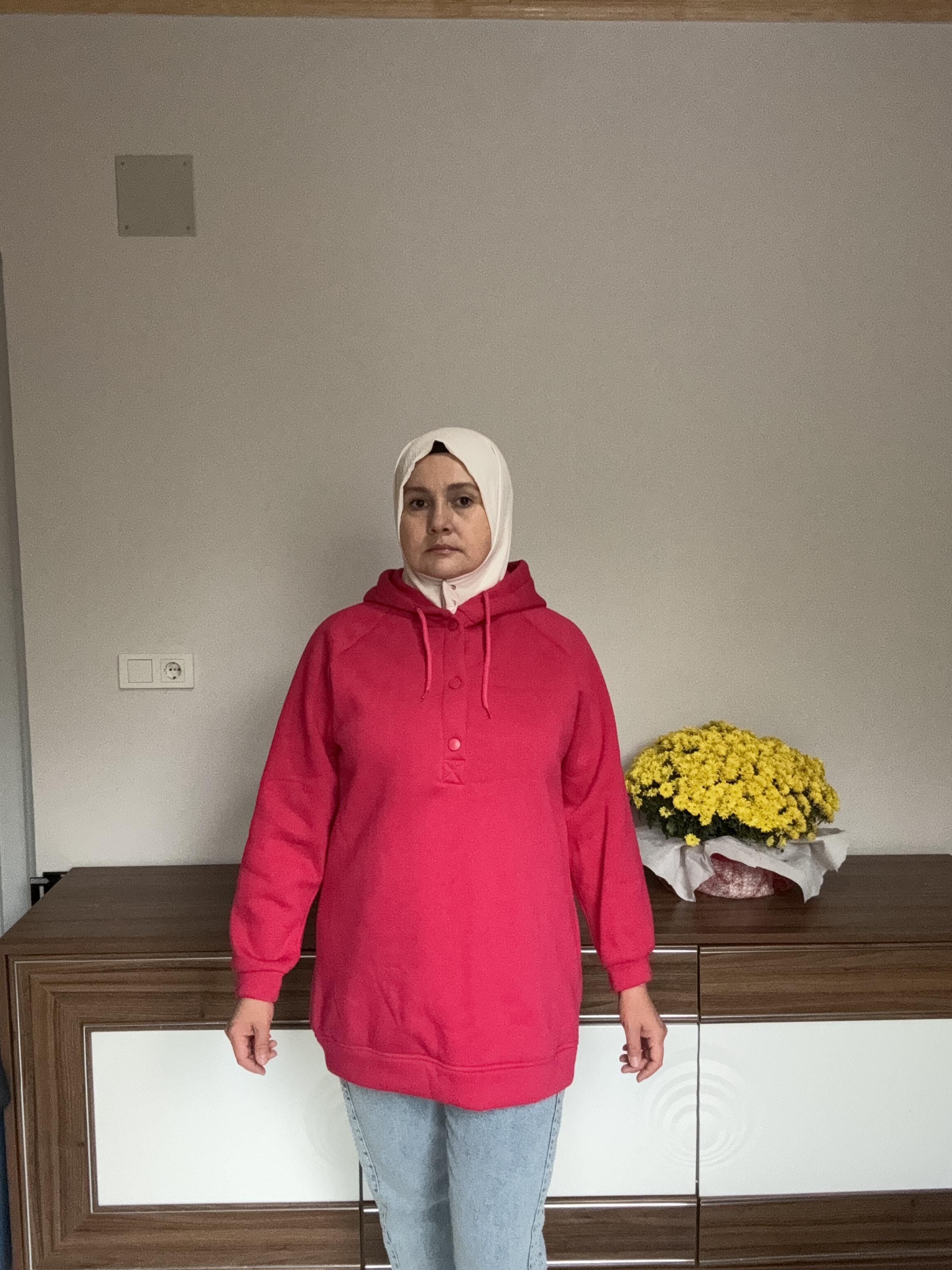 Pilide marka şardonlu fuşya sweatshirt
